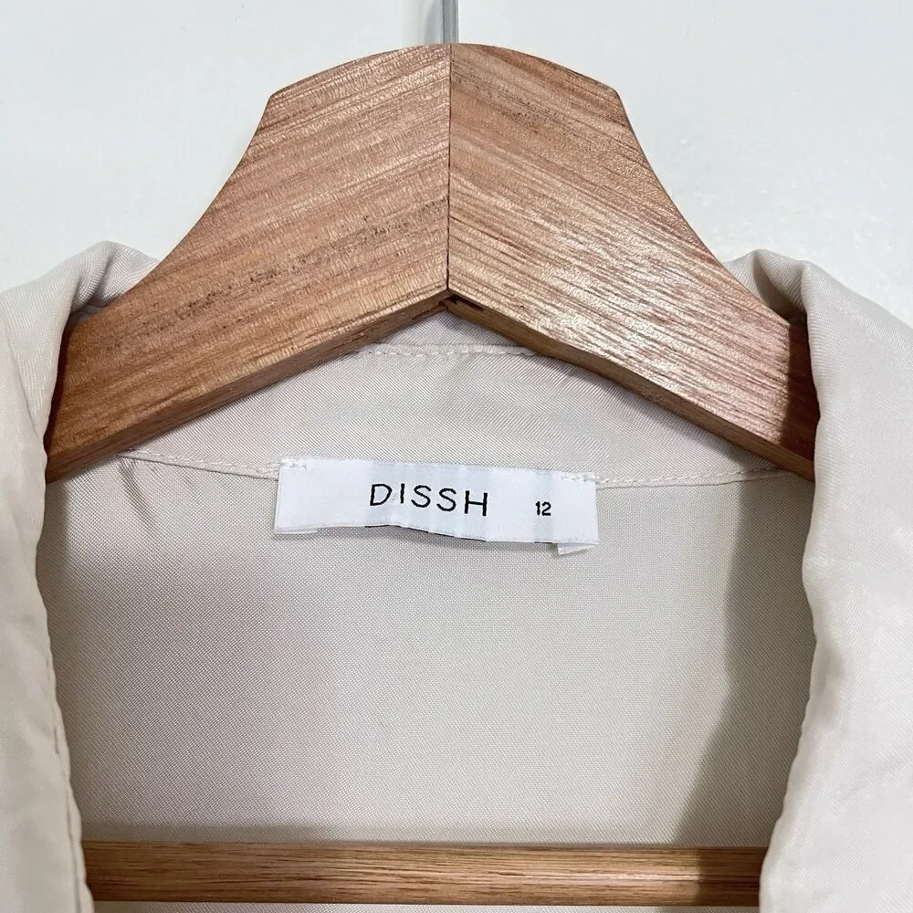 Dissh Oversized Satin Like Button Up Shirt Cream AU 12 US 8 Cupro Blend Neutral - Picture 4 of 12
